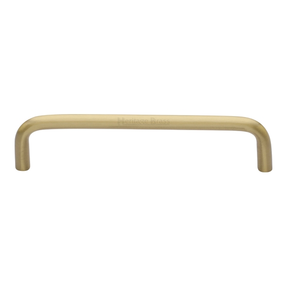 C2155 128-SB • 128 x 136 x 32mm • Satin Brass • Heritage Brass D-Pattern 08mm Ø Cabinet Pull Handle